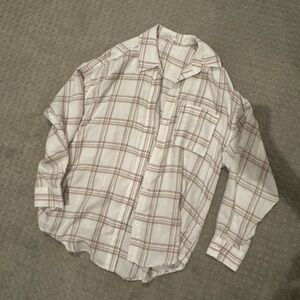 Z Supply Cream and Tan Plaid Shirt